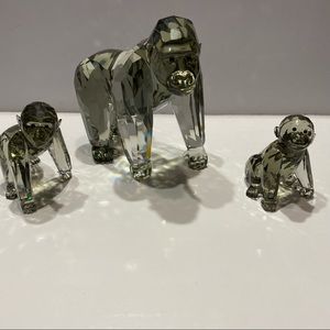Swarovski Crystal Gorilla Mom and Babies